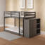 Lit superposé simple / gris avec 4 tiroirs et 3 compartiments ouverts, système de lattes, garde-corps fixe et facile d'accès, sans sommier ni matelas, fait de lit en pin, gris, tiroirs, côtés en métal