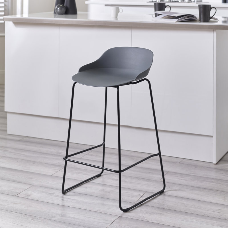 Nikhil Counter Stool with Metal Frame, Dark Grey/Black