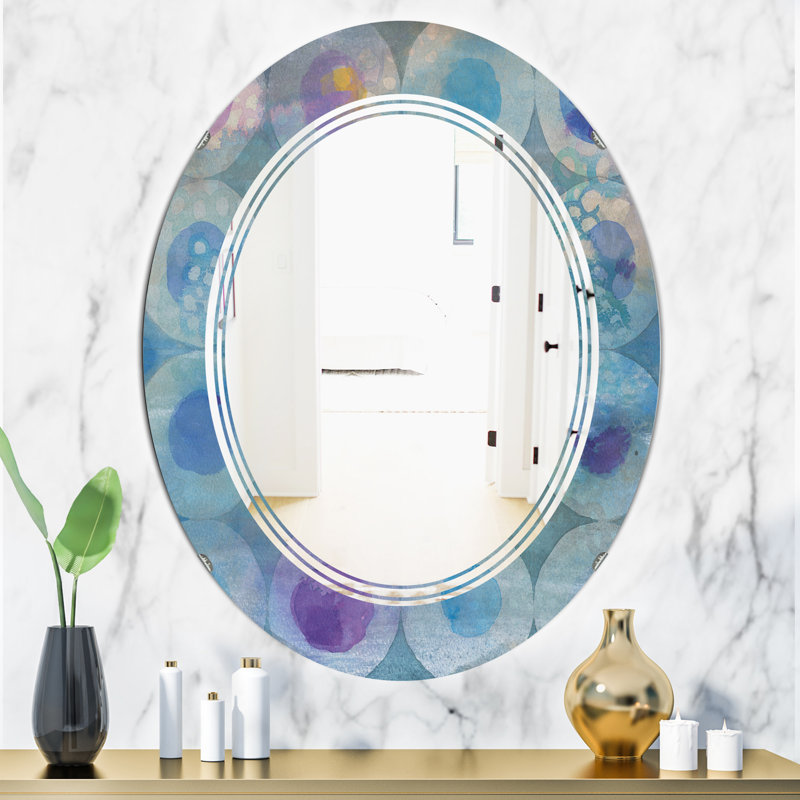 Triple C Frameless Wall Mirror, 31.5" x 23.7", Watercolor Geometrical Circles II 
