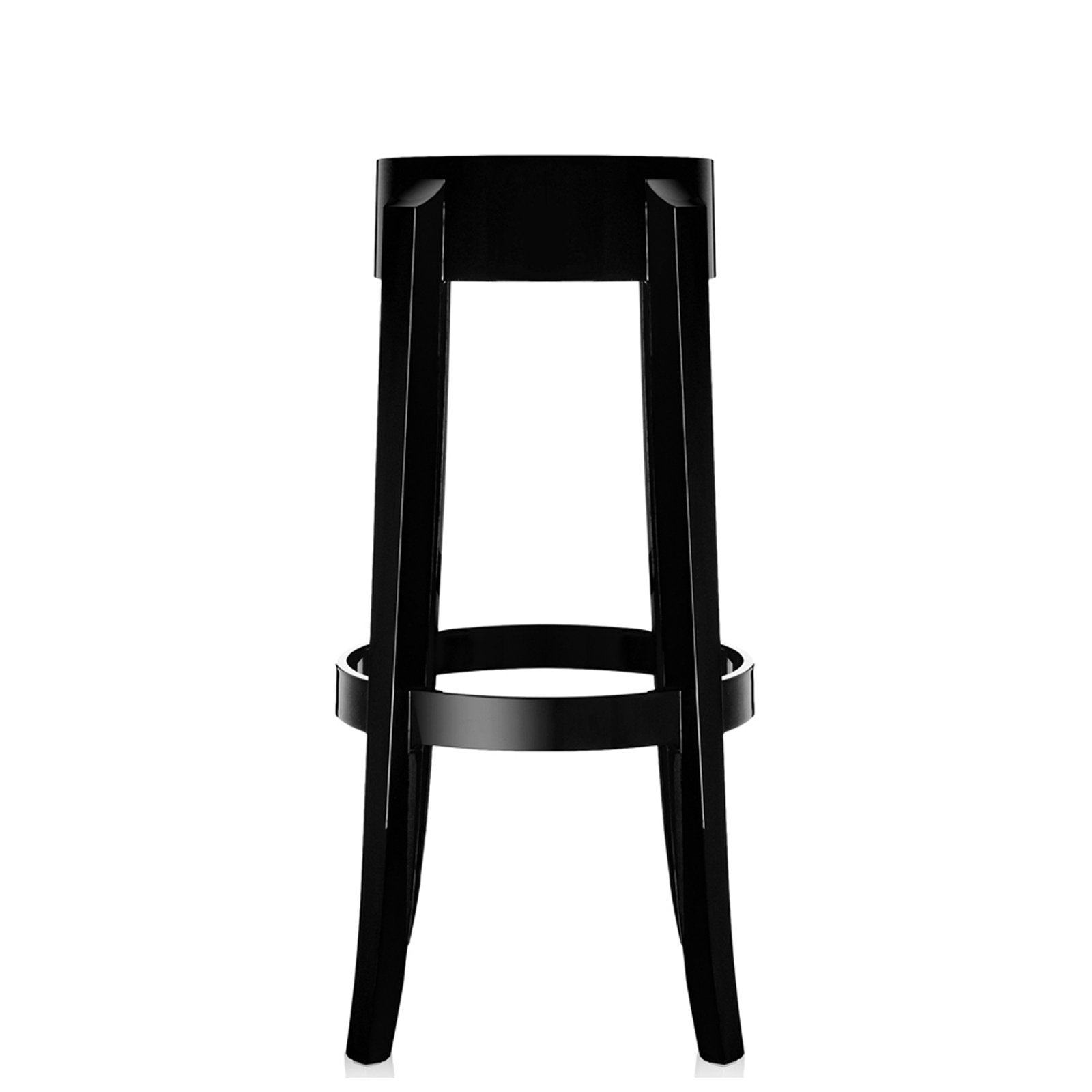 Charles Backless Outdoor Bar Stool, Glossy Black, 29.53"