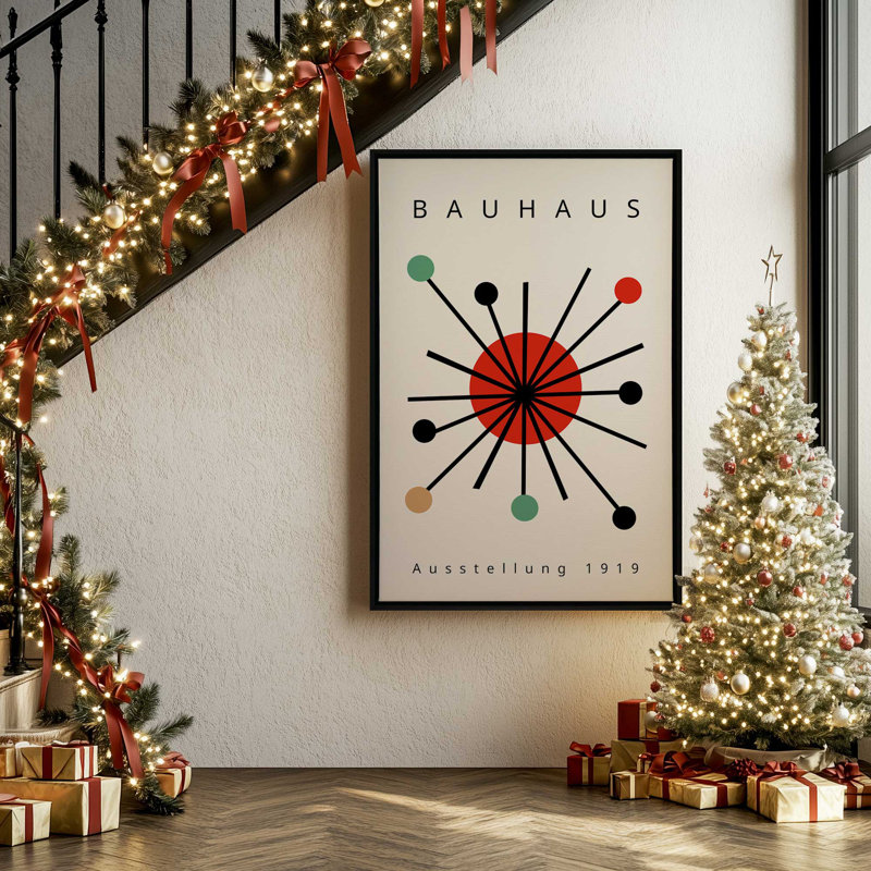 «Bold Bauhaus Burst», reproduction sur toile, H 36,75 po x l 24,75 po, Cadre flottant noir