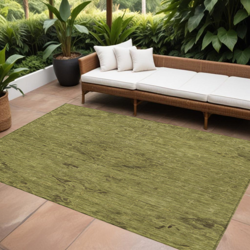Tapis extérieur lavable floral vert olive et brun 8 pi x 10 pi