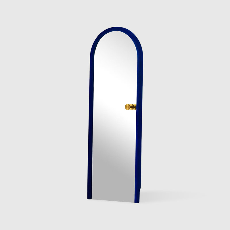 Half-circle Solid Wood with sponge with velvet fabric Full Length Mirrors