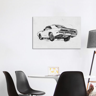 Classic Car Sketch I by Annie Warren - Wrapped Canvas Print