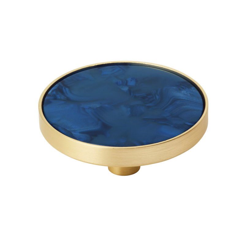 Gold and Navy Blue Round Zinc Cabinet Knob Set