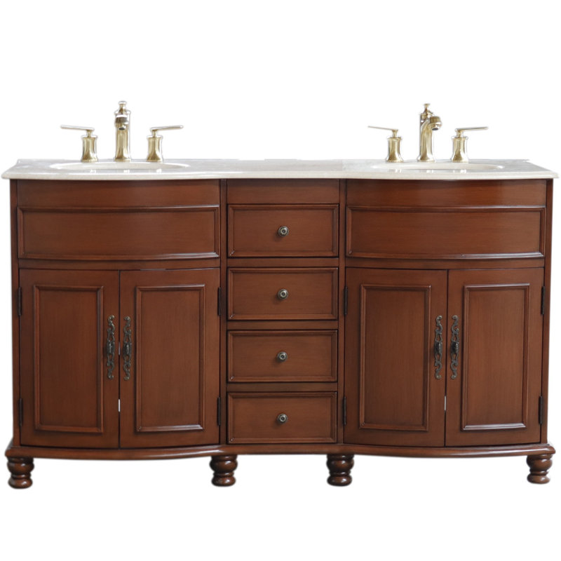Ensemble de meuble-lavabo double 62 po Huseby, Noyer