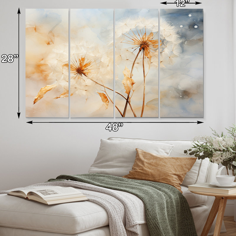 Pissenlit pétale pureté - ensemble de décoration murale floral en métal