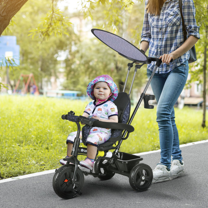 HOMCOM Trike 6 in 1 Baby Trike Push Handle for 18Months-5 Years, Dark Blue