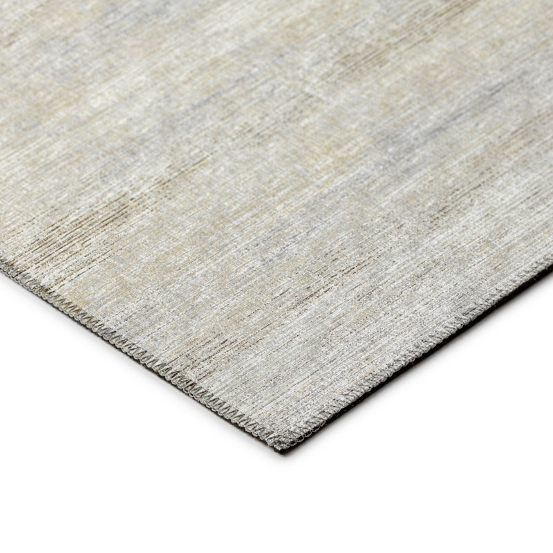 Contemporary Ivory Distressed 1''8" X 2''6" Accent Rug, Rectangle 5' x 7'6"