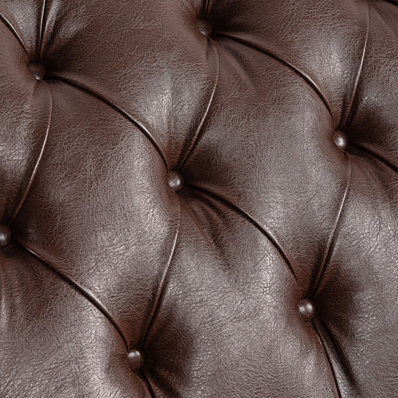 Chaise longue sans accoudoirs touffetée, Similicuir brun foncé