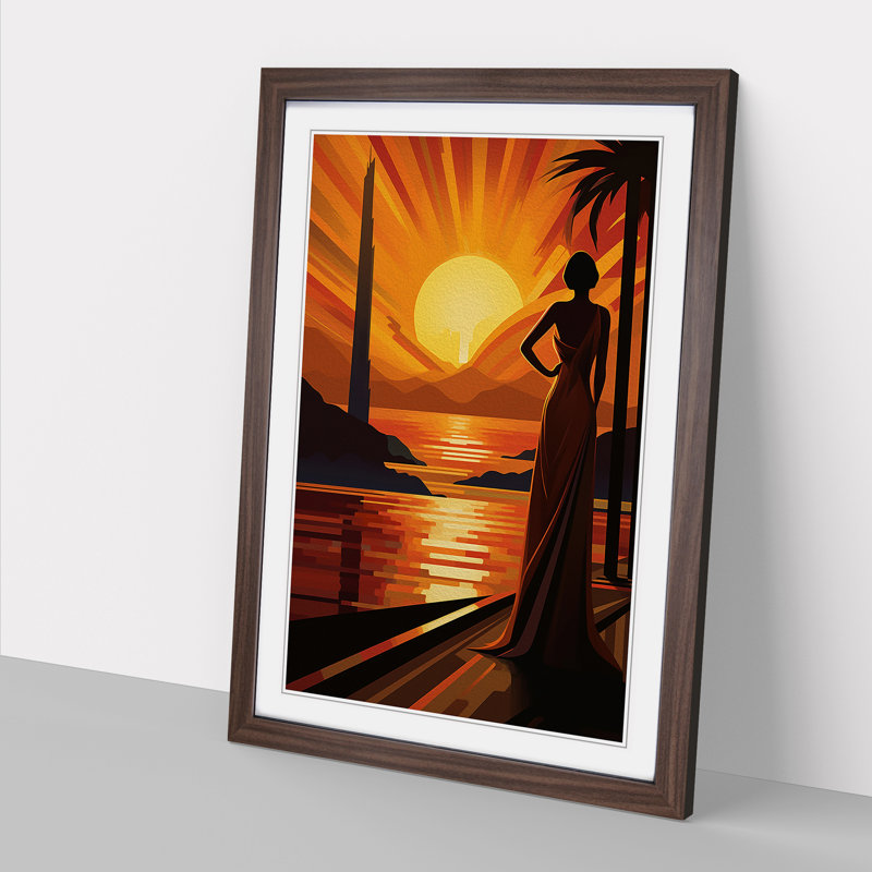Single Picture Frame Print on Wood, Walnut Framed, 34cm H x 25cm W