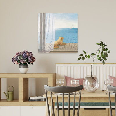 Brise côtière bleue avec animaux, art bleu