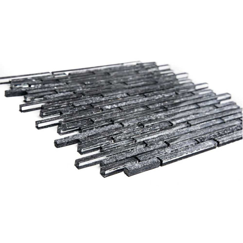 Cosmos 12" x 12" Glass Mosaic Wall Tile, Black