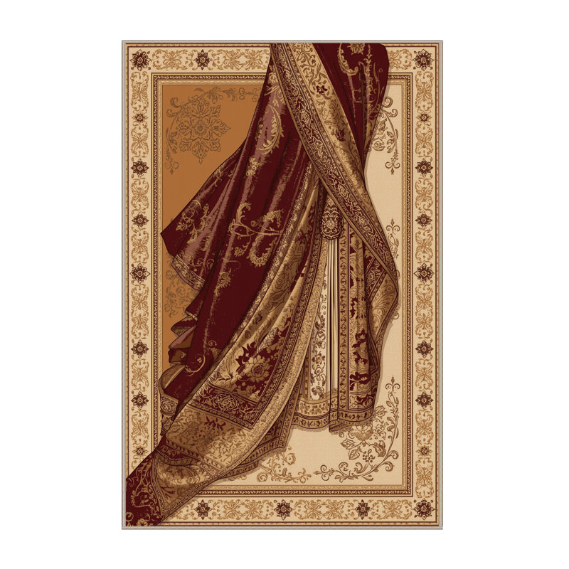 Tapis oriental brun doux et moelleux de couleur beige - reliure beige, 7 x 10