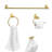 5-Piece All-In-One Matte Brass Bathroom Kit With 19" 3-Light Vanity Light And Ribbed Glass Shades