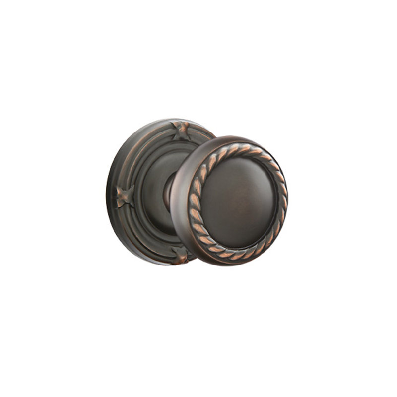 Ensemble de boutons d'intimité avec poignées ruban et roseau Emtek, Bronze frotté à l'huile
