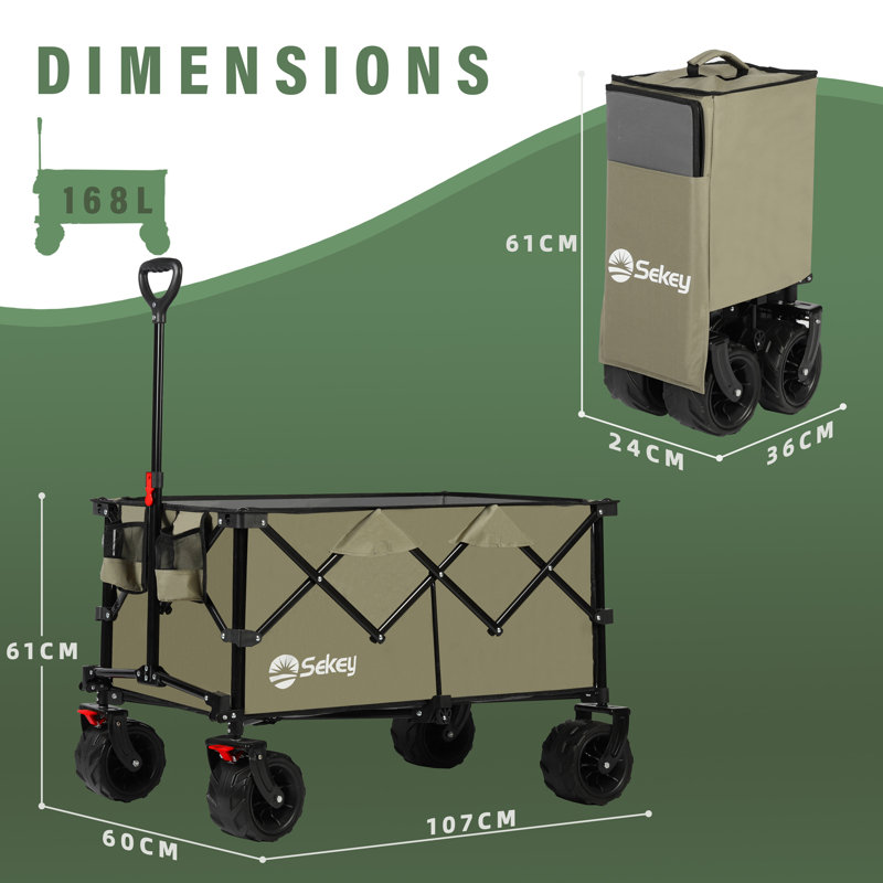 Foldable Tailgating Wagons, Black/Brown
