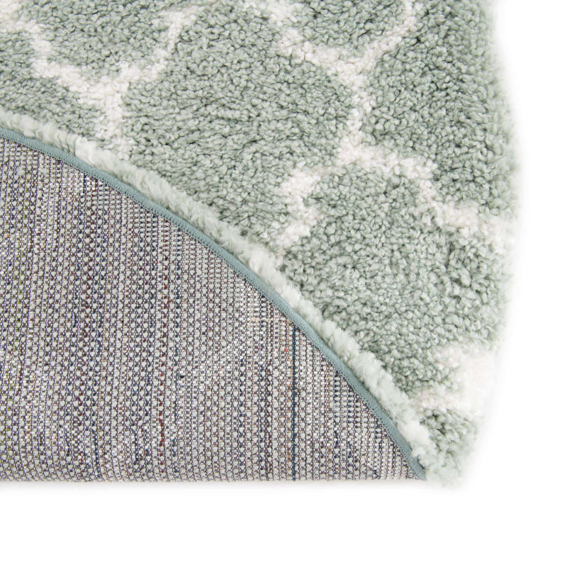 Tapis géométrique en polypropylène ivoire / gris Jaryiah, Rond 5 pi 3 po