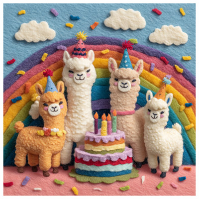 Couvre-lit Felt Llamas Birthday Cake Bedding Birthday