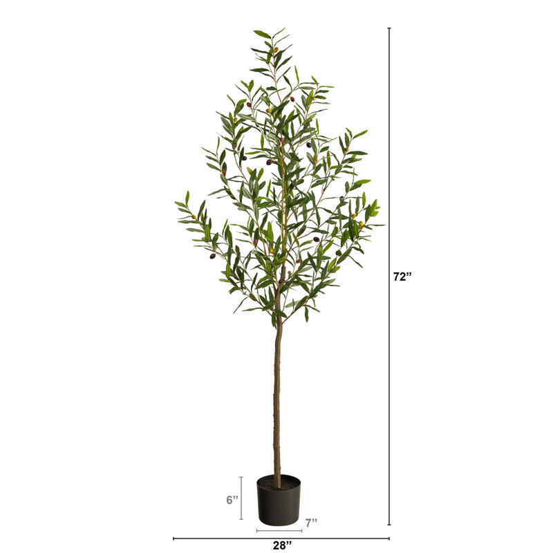 Faux Olive Tree Tree in Planter, 72" H x 28" W x 10" D
