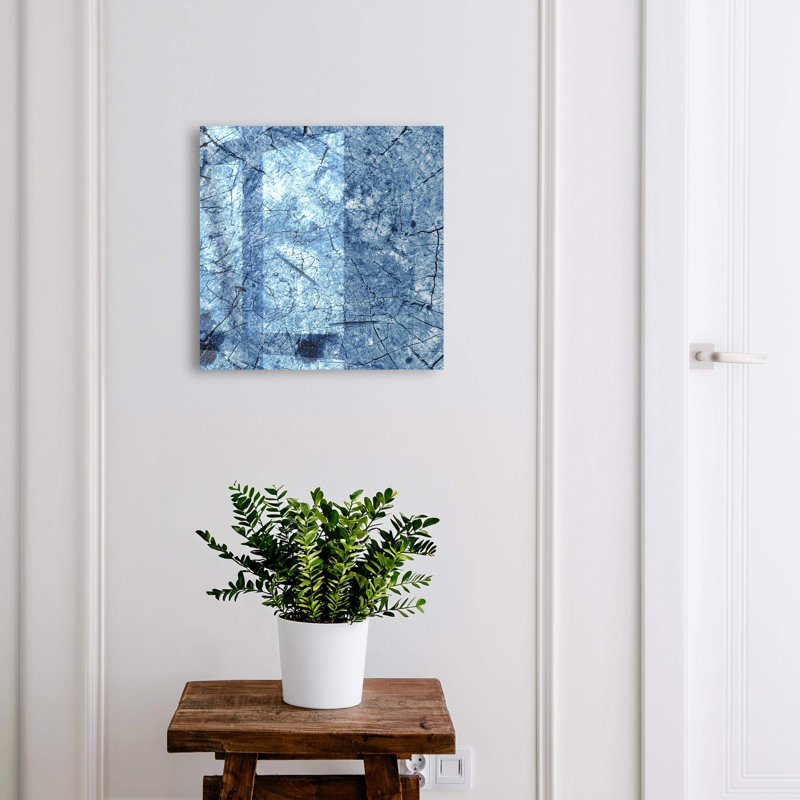 Key cabinet for home, Opens to the right, 30x30x5, Black, crack details in blue tones, 