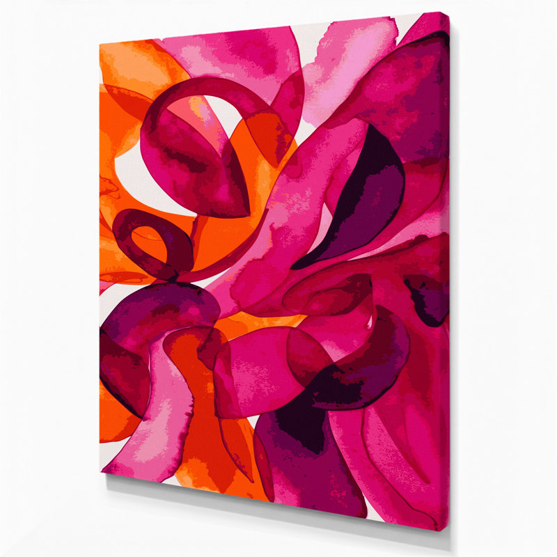 Abstrait aquarelle, art mural rose sur toile 71, H 14 po x l 11 po