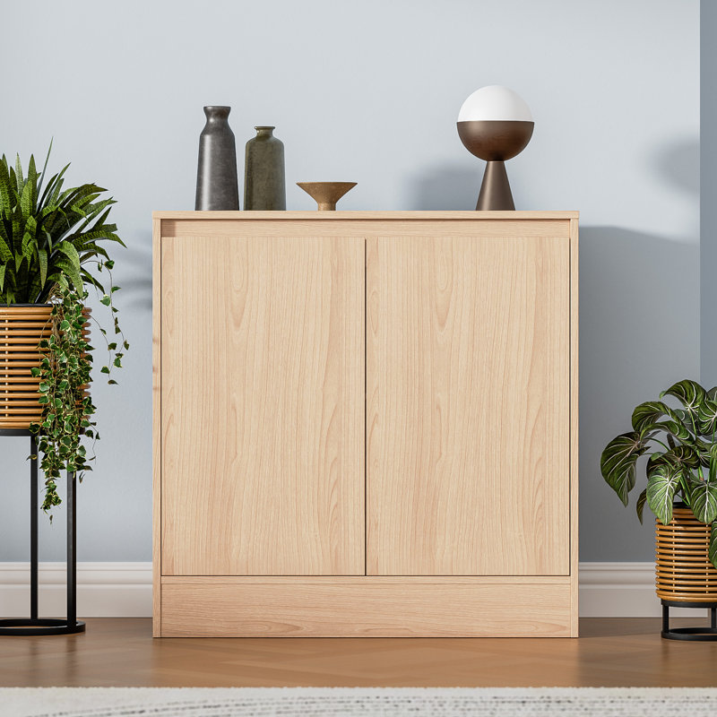 Buffet Cabinet With Storage, Coffee Bar Cabinet With 2 Doors And Adjustable Shelf, Modern Kitchen Buffet Sideboard For Living Room, Kitchen, Oak