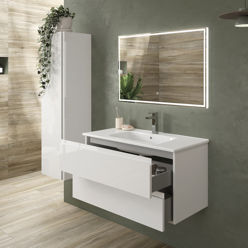 Armoire-lavabo 55 po avec lavabo brillant Toscana DAX Pasadena, Blanc