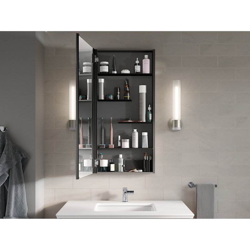 Maxstow™ Surface Mount Frameless Medicine Cabinet with 4 Fixed Shelves, 40" H x 15" W x 3.5" D