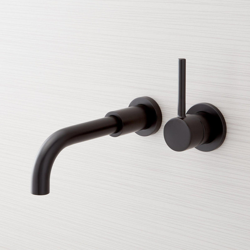 Lexia 1.2 GPM Wall Mounted Widespread Bathroom Faucet, Matte Black