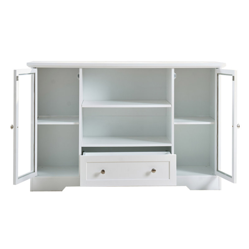 Buffet buffet, grande armoire de rangement de 51 po avec tiroirs, portes et tablettes réglables, bar à café en bois pour cuisine, blanc