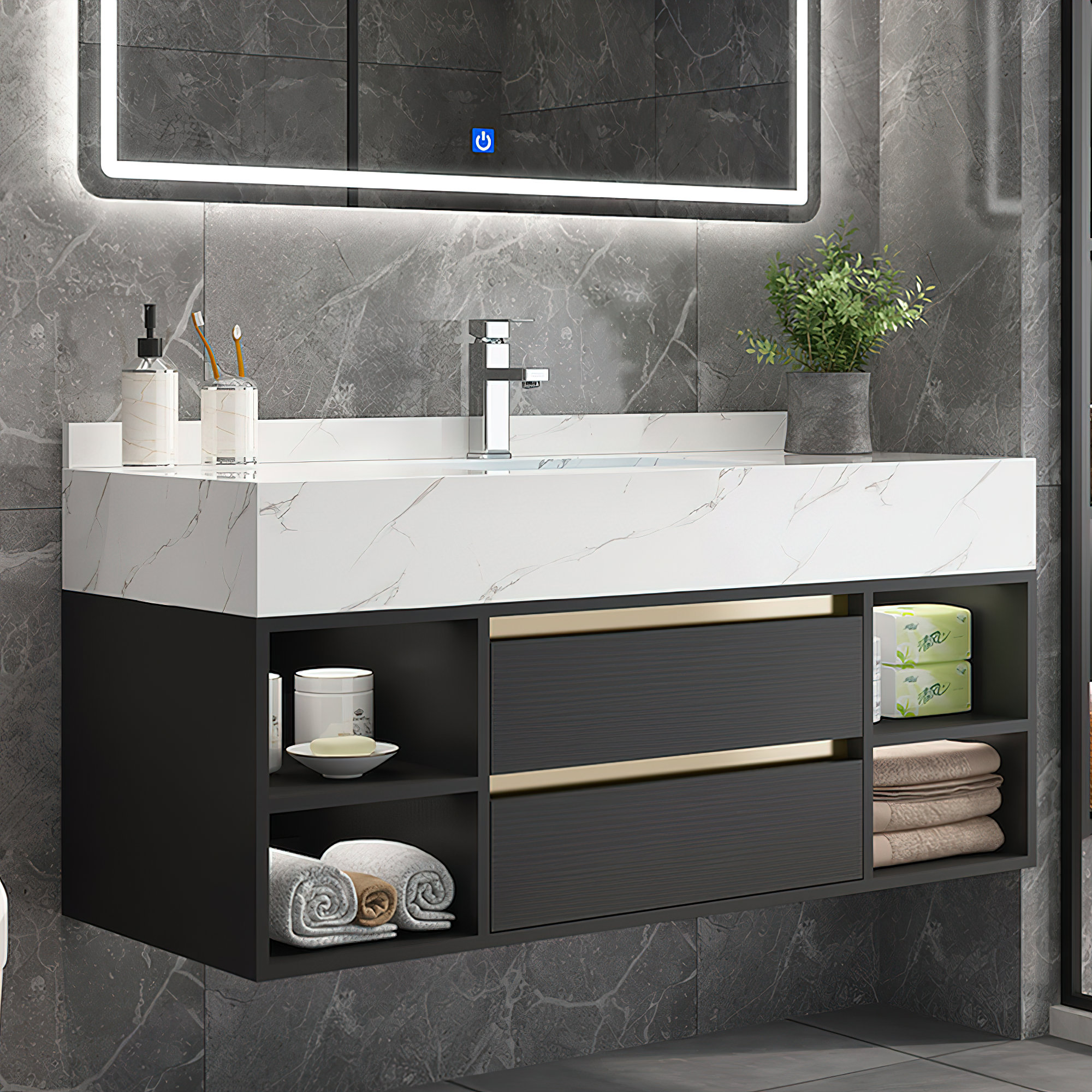 Latitude Run® Modern 39 Wall Mounted Single Bathroom Vanity Set & Reviews