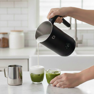 WILLOW 4-in-1 Electric Milk Frother and Steamer - Barista Quality Froth Steam - Hot and Cold Foam Options - BLACK