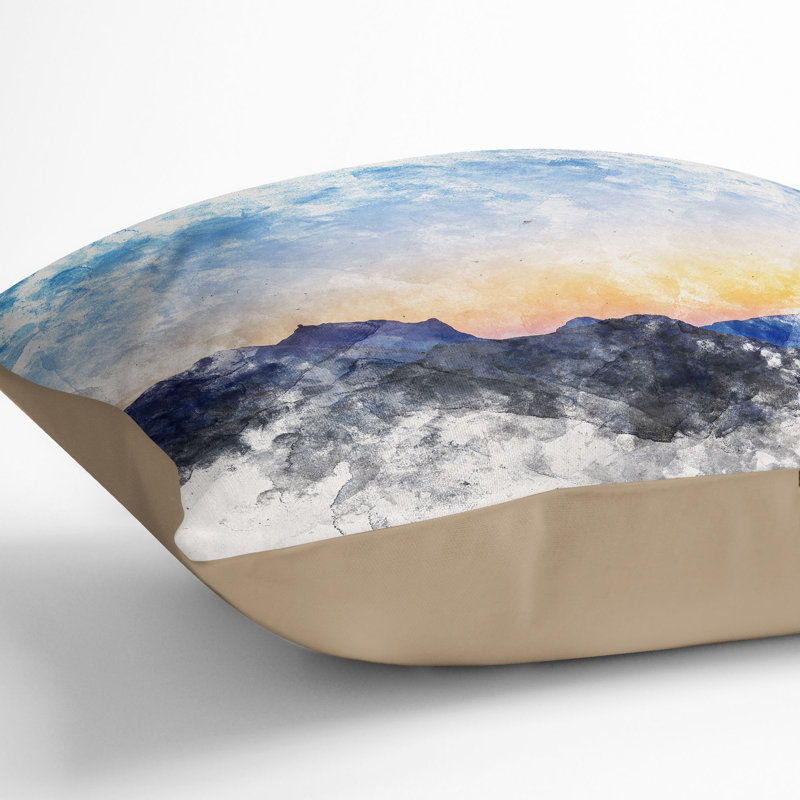Mountain Range in Spain Cushion with Filling, 55cm H x 55cm W x 20cm D, Stone