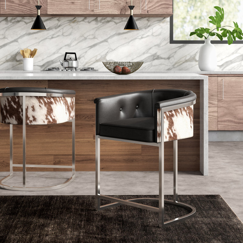 Calvin Upholstered Stool with Metal Frame