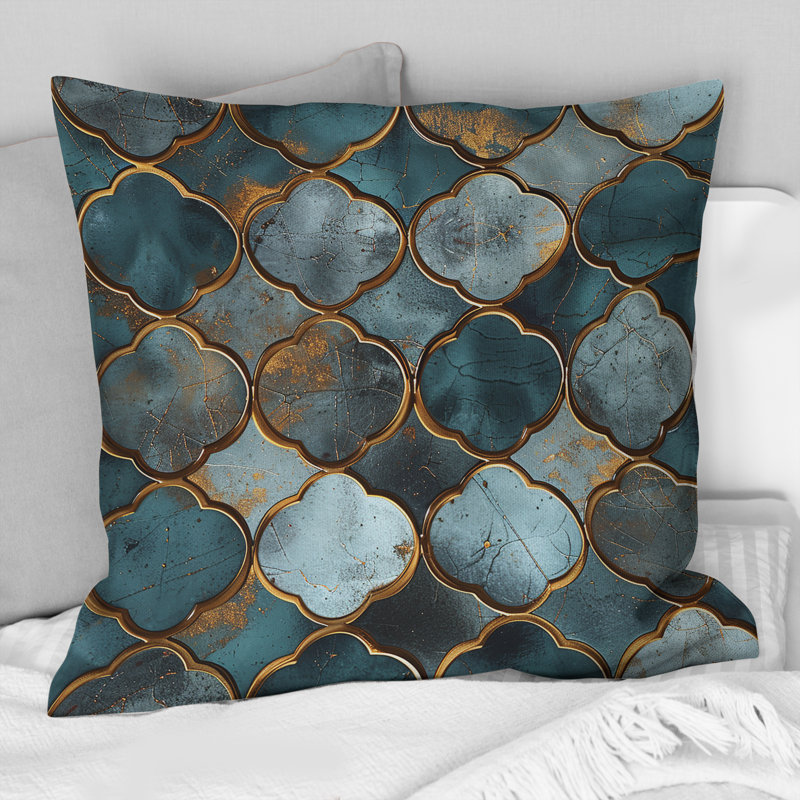 Metallic Octagon II - Glam Throw Pillow, 16"H x16"H