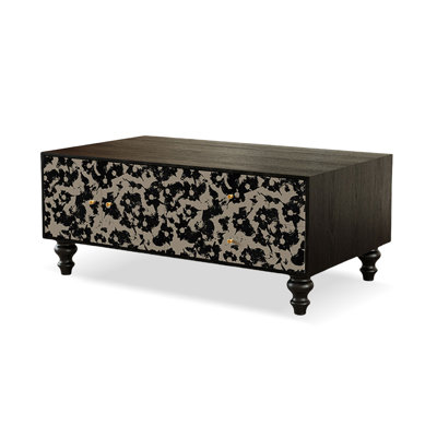 47.24" Black Solid Wood Rectangular Coffee Table