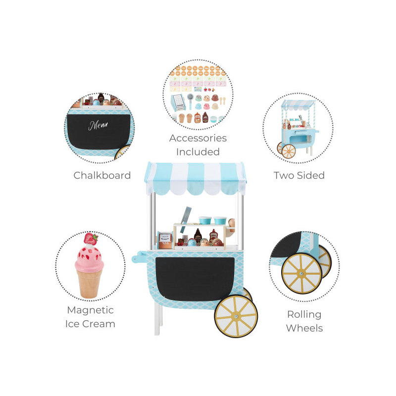 Teamson Kids Ice Cream Play Carts & Stands Set