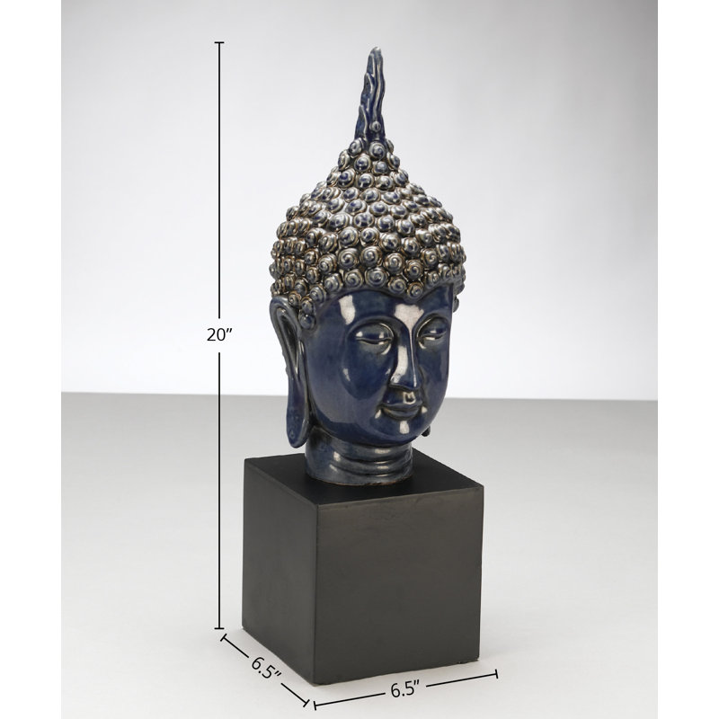 Buddha Head on Stand, Blue