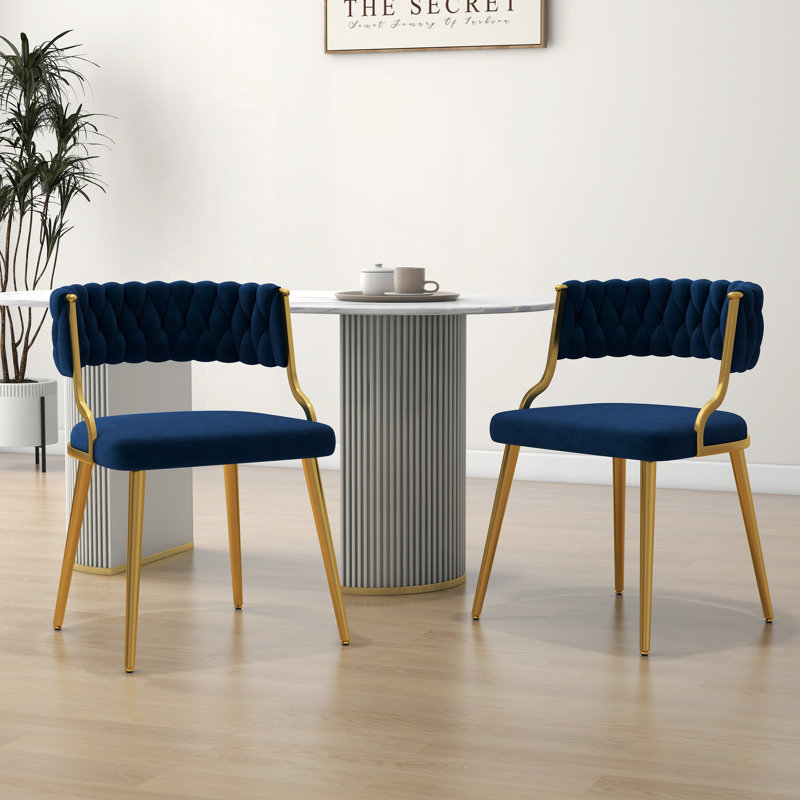 Ginko Tufted Velvet Dining Chair, Navy, 2