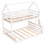 Lit superposé simple au-dessus d'une maison double en blanc, toit incliné, sommeil sécuritaire, multifonctionnel, assemblage facile