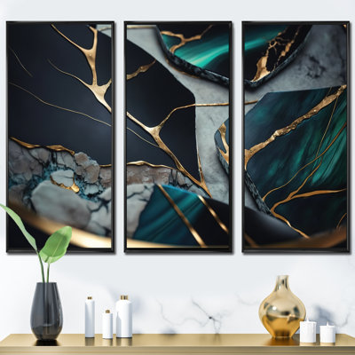 «Abstract Geode Green II», reproduction de 3 pièces