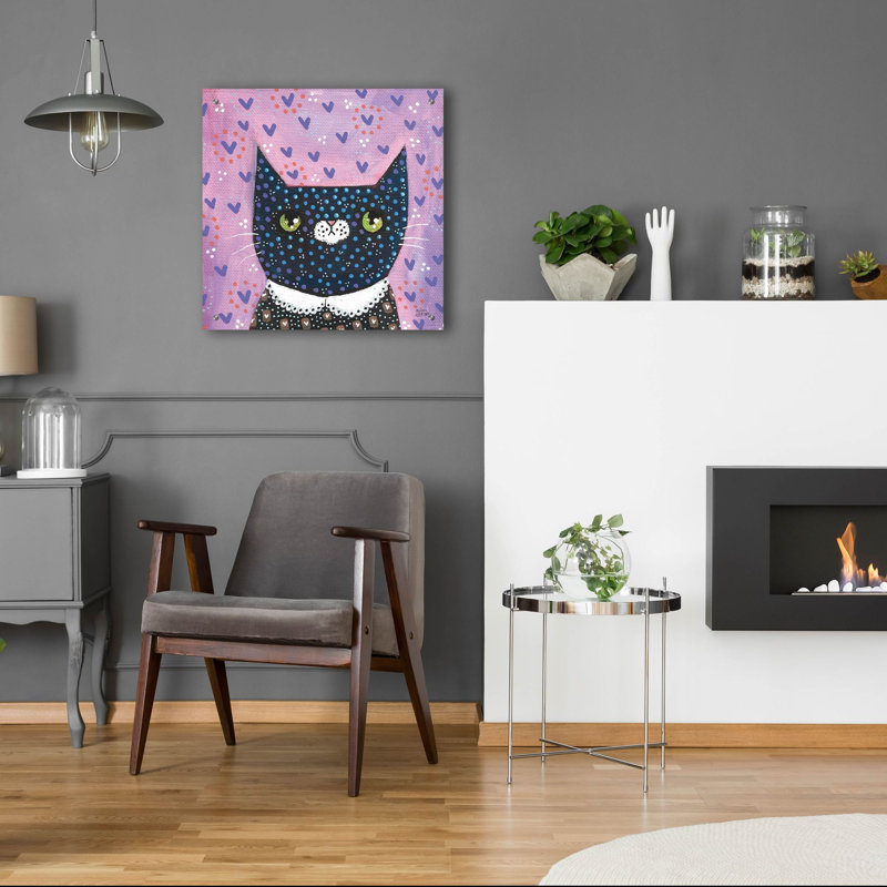 «Kooky Cat 1» par Melissa Averinos, art mural en verre acrylique, H 24 po x l 24 po x P 0,2 cm
