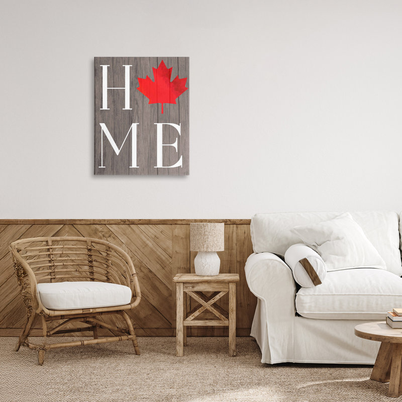Toile typographique Maple Leaf Home, design par Lil 'Rue, H 20 po x l 16 po