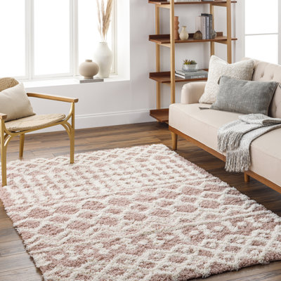 Hinsdale Machine Woven Polyester Area Rug in Pink