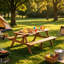Solid Wood Patio Dining Set Umbrella Hole Included Table,