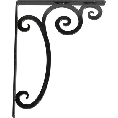 1 1/2"W x 12"D x 15"H Avery Wrought Iron Bracket, (Single center brace), Powder Coated Black