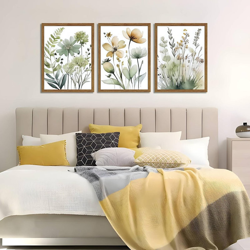 «Sage Green Botanical Floral», art mural encadré