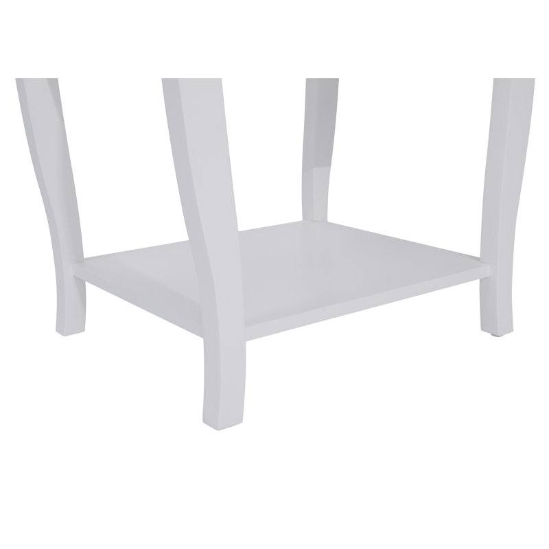 Kystin Solid Wood 2-Shelf End Table With Storage, White