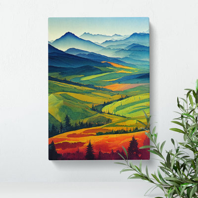 Watercolour Meadow Landscape No.1 - Wrapped Canvas